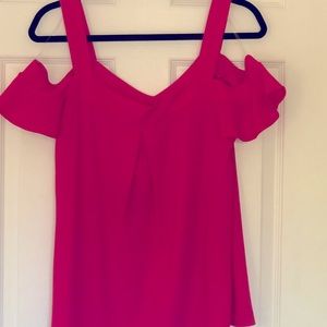 Fun and flirty cold-shoulder top, magenta